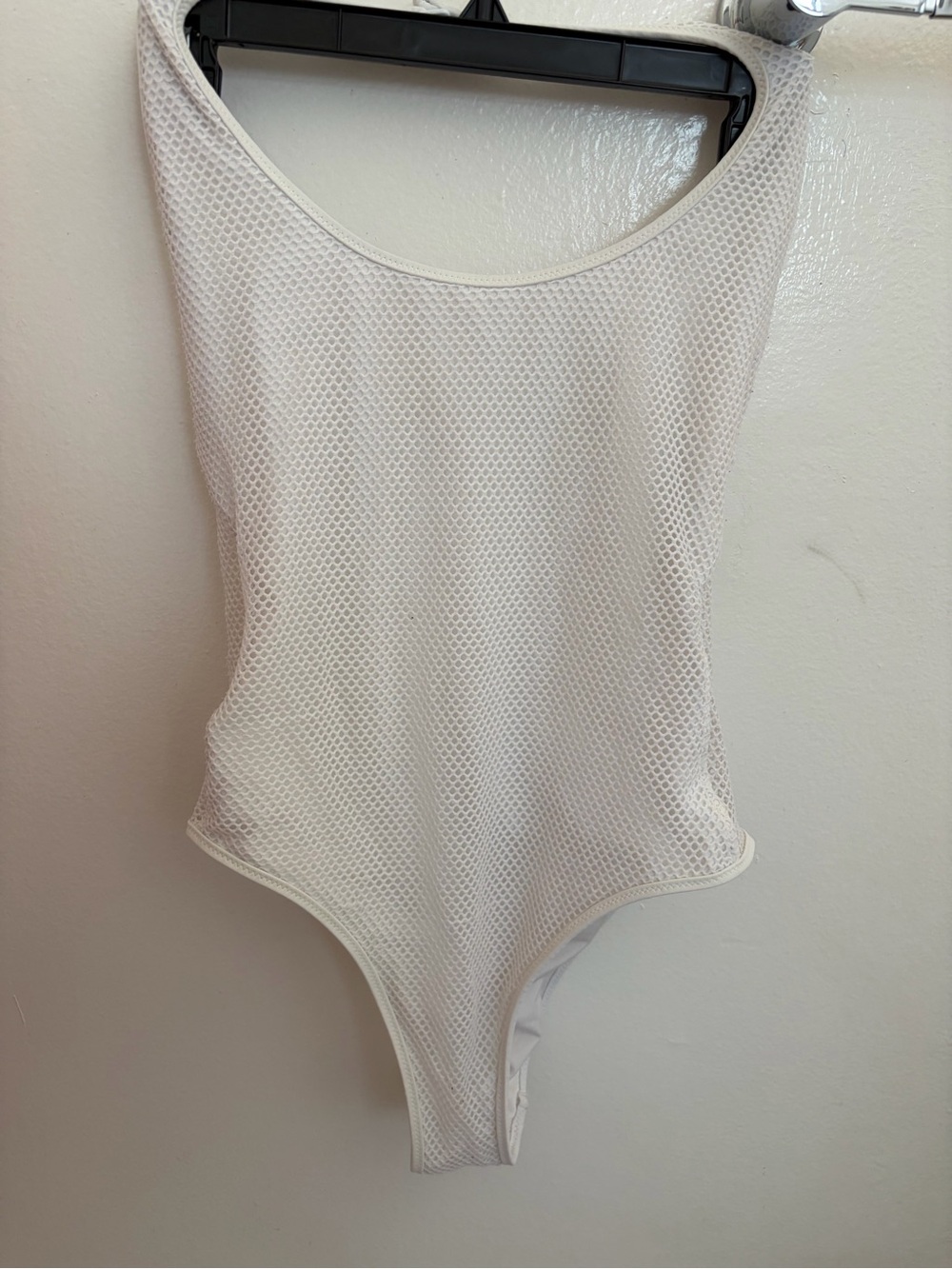 Vintage white mesh/net one piece swimsuit